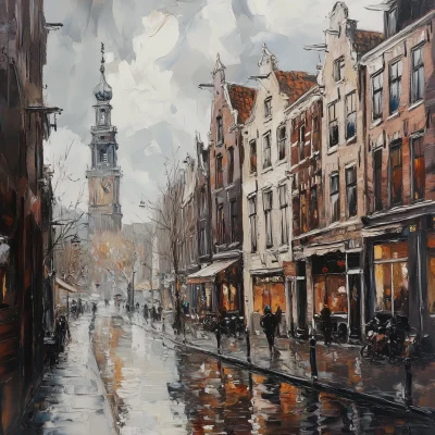 Rainy Day in a Dutch City