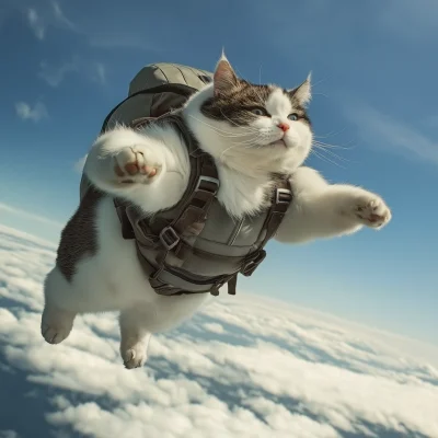 Fat Funny Cat Under the Sky