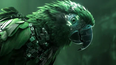 Futuristic Green Parrot