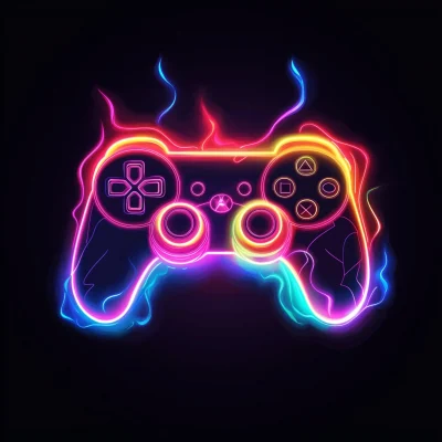 Neon Gaming Controller Logo