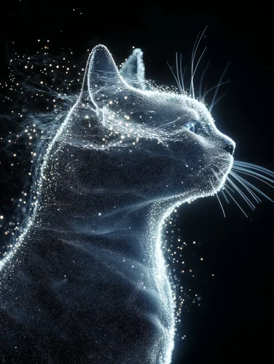 Glowing Cat in Darkness