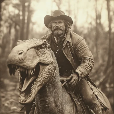 Cowboy Riding Dinosaurs