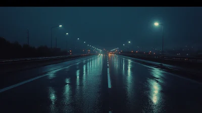 Rainy Night Road