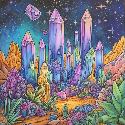 Alien Crystals Coloring Page