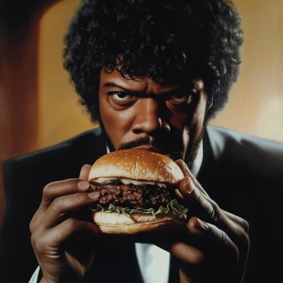 Samuel Jackson Eating a Burger