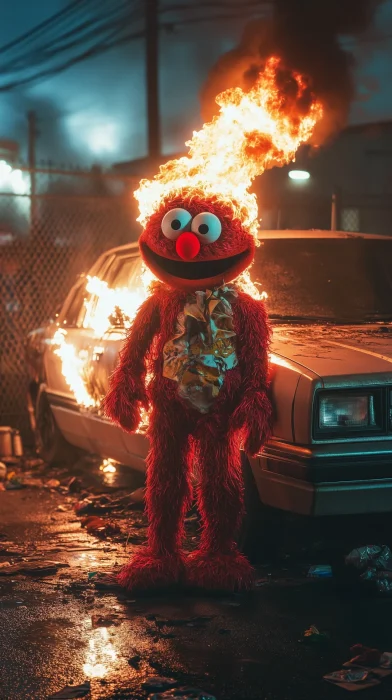 Surreal Elmo in Flames