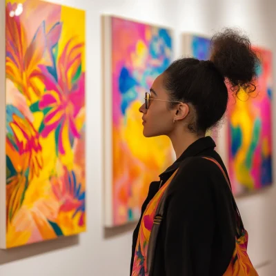 Woman admiring contemporary art