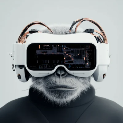 Futuristic Monkey with VR Glasses