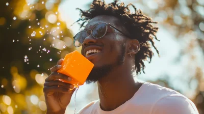 Man Enjoying Refreshment