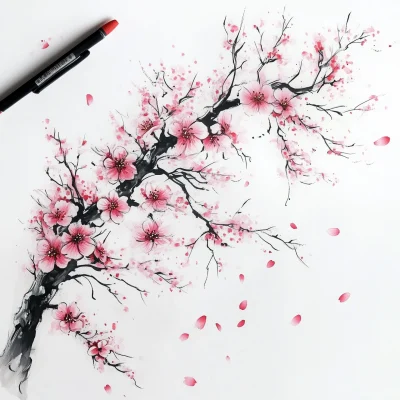 Sakura Cherry Blossoms Tattoo Design