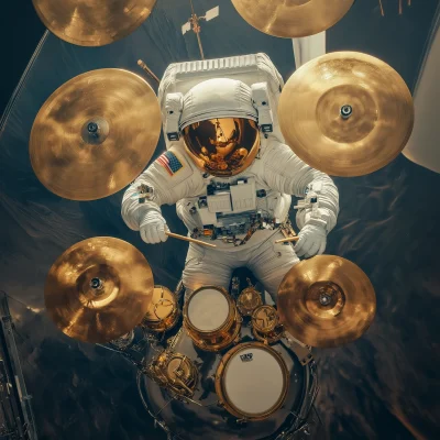 Astronaut Drumming in Space