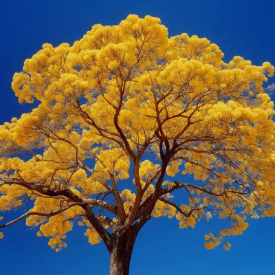 Yellow Handroanthus Albus Tree in Brazilian Savannah