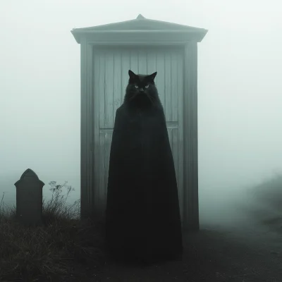 Gothic Black Cat in Cemetery