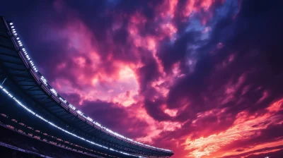 Dramatic Dusk Sky Over Stadium