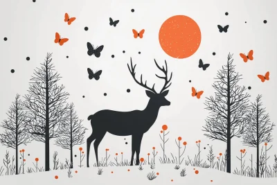 Deer with Butterflies