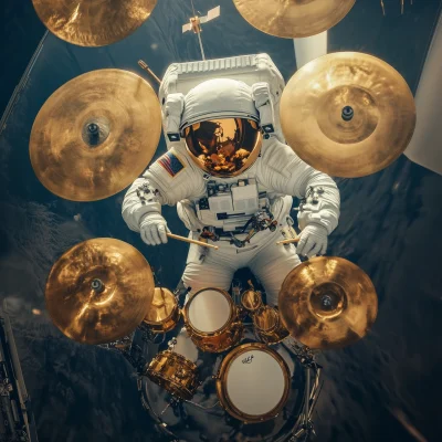 Astronaut Drummer in Space