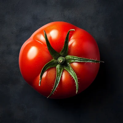 Red Tomato on Dark Background