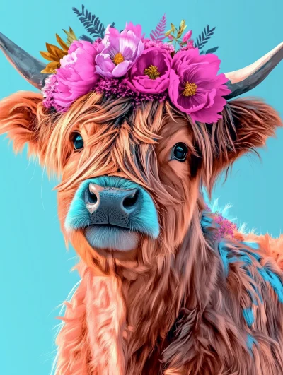 Highland Cow with Crown