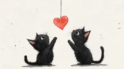 Cute Cats and Heart