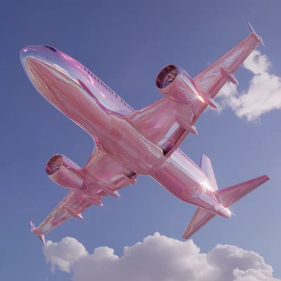 Dreamy Plane in Pink Sky