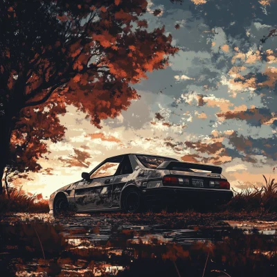 Custom AE86 in Dusk