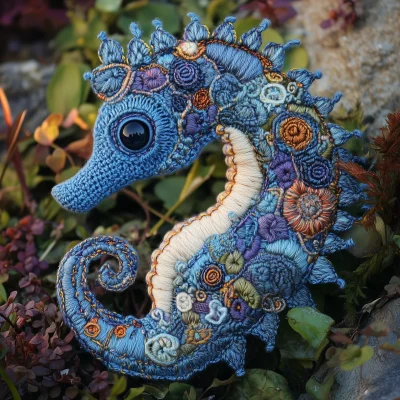 Detailed Blue Seahorse