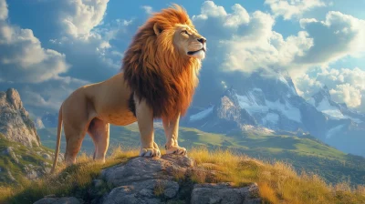 Majestic Lion on Hill