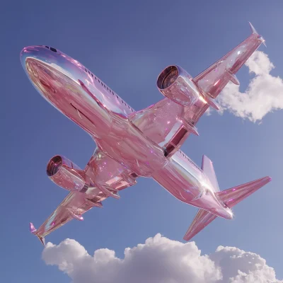 Dreamy Plane in Pink Sky