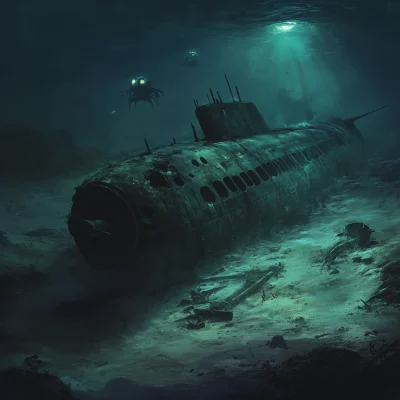 Wreckage of a Submerged Submarine