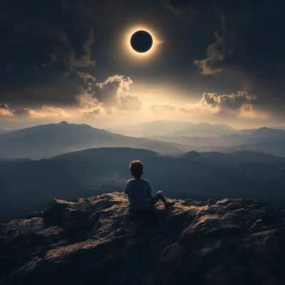 Boy Watching Solar Eclipse