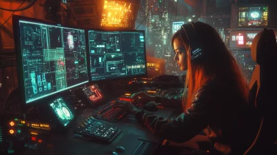 Cyberpunk Girl Coding