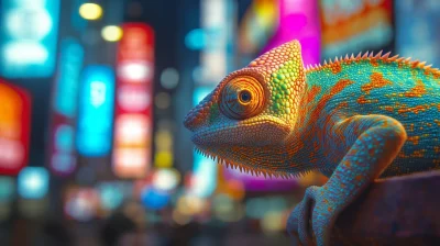 Chameleon in Vibrant Jungle