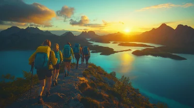 Women Hiking at Sunrise