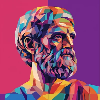 Abstract Color Portrait of Aristotle