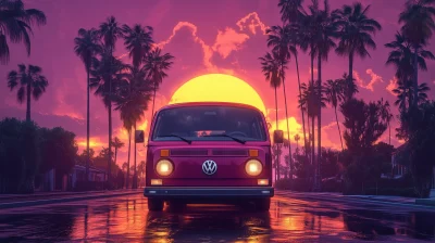 Retrowave Volkswagen Transporter