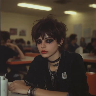 Gothic Tomboy in Cafeteria