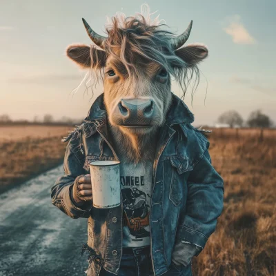 Stylish Anthropomorphic Cow