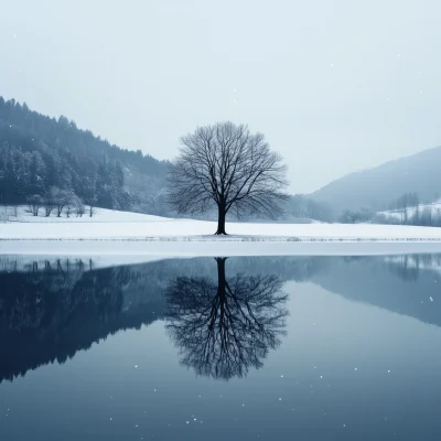 Snowy Hills Reflection