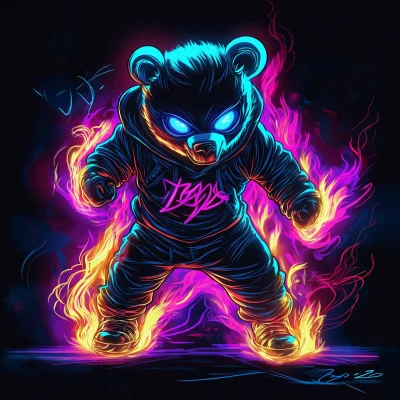 Neon Bear Mascot