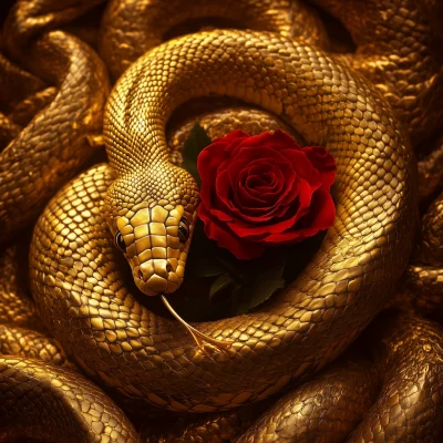 Golden Snake and Red Rose