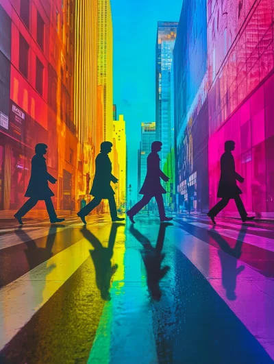 Colorful Silhouettes of The Beatles