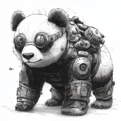 Steampunk Panda Illustration