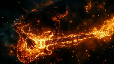 Fiery Rocklady with Guitar