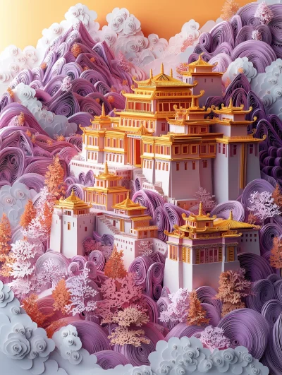 Majestic Potala Palace in 3D Quilling