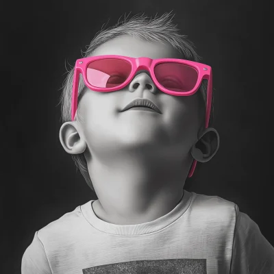 Little Boy with Pink Sunglasses