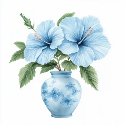 Light Blue Hibiscus in Vase