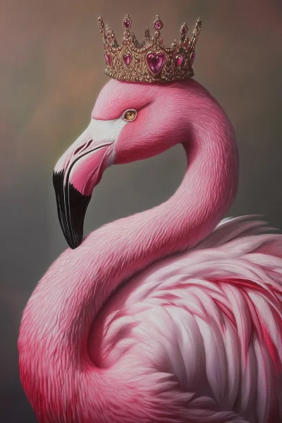 Pink Flamingo with Heart Crown