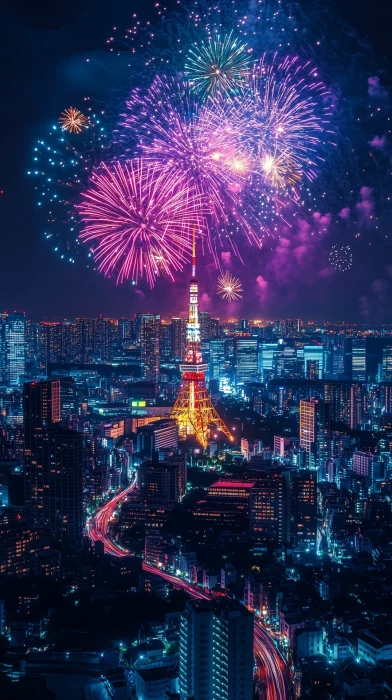 New Year Fireworks in Tokyo