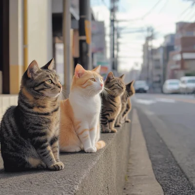 Cats on the Side of the Road