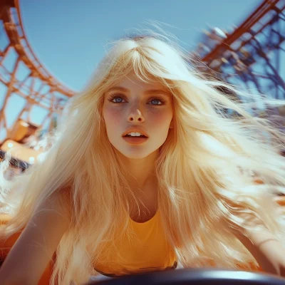 Blonde Woman on Rollercoaster